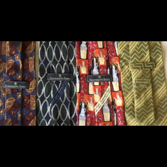 Four Ermenegildo Zegna 100% Silk designer neckties - Picture 2 of 6